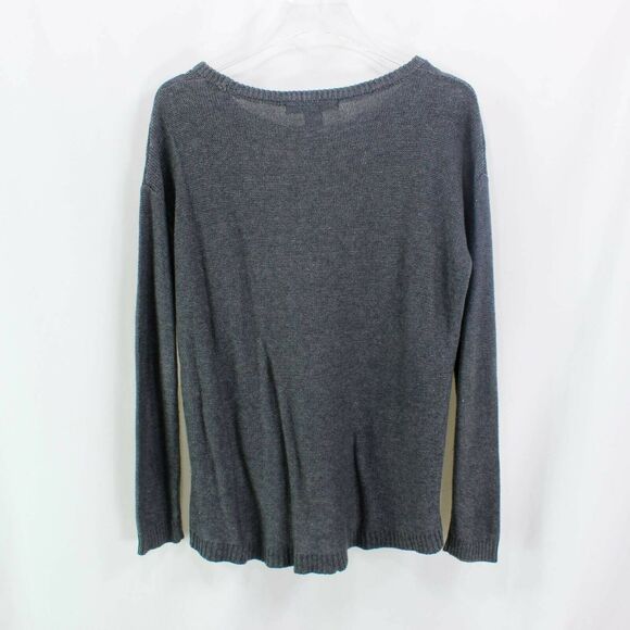 89th & Madison Womens Pullover Sweater Gray Scoop Neck Studded Ribbed Hem - Picture 4 of 8